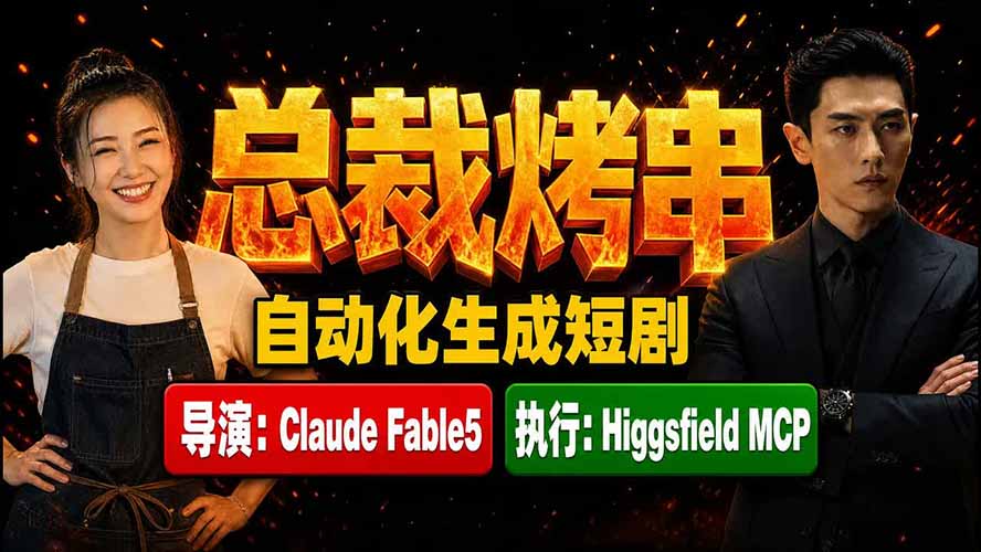 《总裁烤串》真人短剧全自动诞生!Claude Fable5 当导演,Higgsfield MCP 执行!-马哥的资源库
