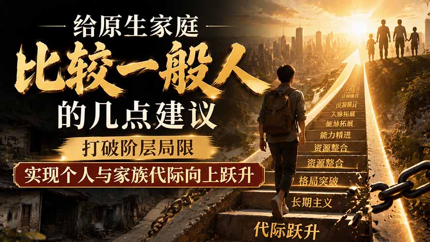 付费文章：给原生家庭比较一般人的几点建议，打破阶层局限，实现个人与家族代际向上跃升-马哥的资源库
