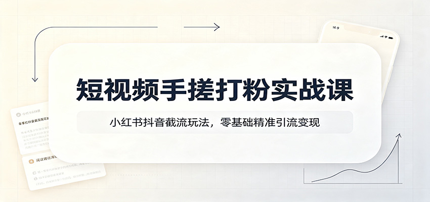 短视频手搓打粉实战课:小红书抖音截流玩法,零基础精准引流变现-马哥的资源库