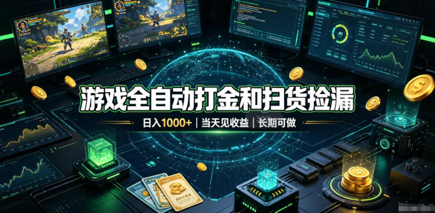 游戏全自动打金和扫货捡漏,日入1k+,当天见收益,长期可做!【揭秘】-马哥的资源库